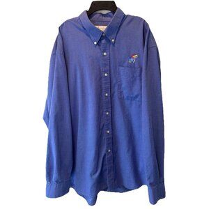 Cutter & Buck UNIVERSITY‎ Of KANSAS KU Men's Blue Button Down Shirt XXL Jayhawks